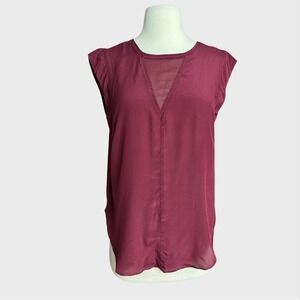 Vintage Y2k Sleeveless Small Dark Red Maroon Silk Top Sleeveless Business Casual